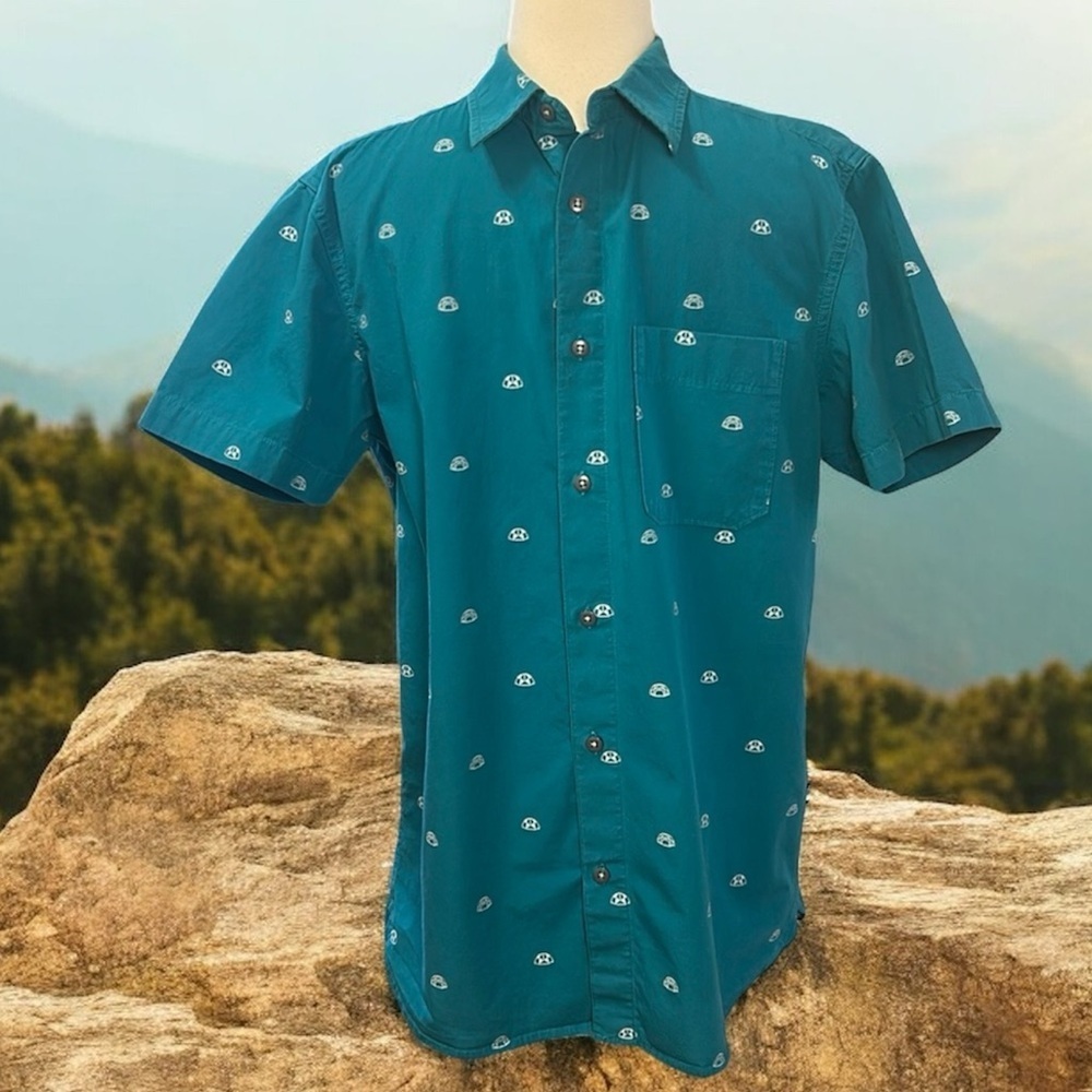 The North Face Baytrail Mens‎ Green Short Sleeve Button Down Shirt Tents sz M
